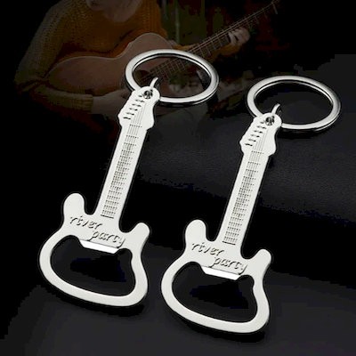Picture of GUITAR SHAPE BOTTLE OPENER KEYRING CHAIN