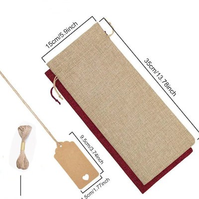 Picture of CANVAS WINE BOTTLE GIFT BAG (WITH DRAWSTRING)