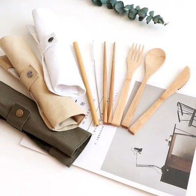 Picture of BAMBOO TABLE WARE SET with Pouch