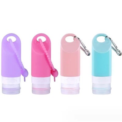 Picture of PORTABLE SANITISER DISPENSER SILICON BOTTLES with Carabiner
