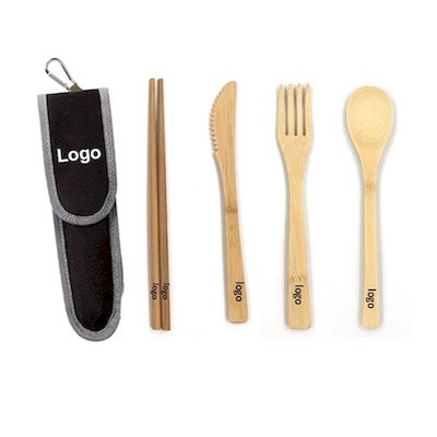 Picture of 4 PCS BAMBOO TRAVEL UTENSILS SET