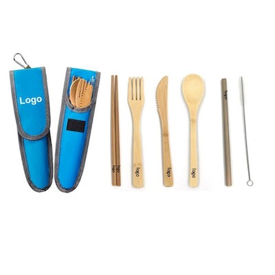 Picture of 6 PCS BAMBOO TRAVEL UTENSILS SET