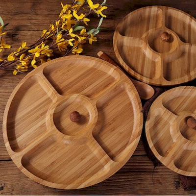 Picture of BAMBOO SEPARATION PLATES SERVING TRAY