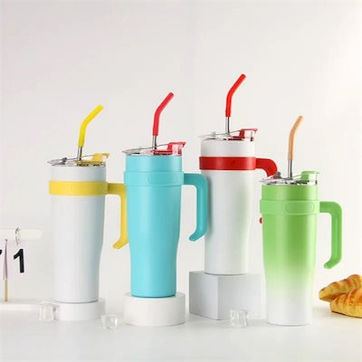 Picture of 40OZ STAINLESS STEEL METAL WATER BOTTLE BEER CUP with Straw