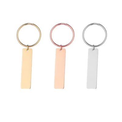 Picture of RECTANGULAR STAINLESS STEEL METAL TAG KEYRING CHAIN