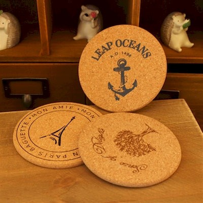 Picture of ROUND CORK WOOD CUP MAT