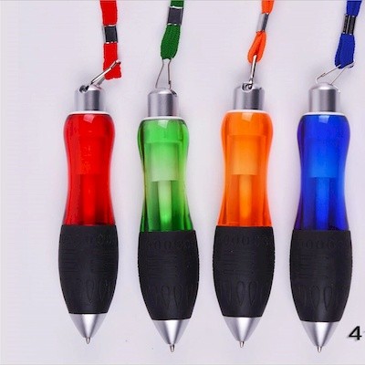 Picture of CLEAR TRANSPARENT PLASTIC WIDE BODY BALL PEN with Lanyards