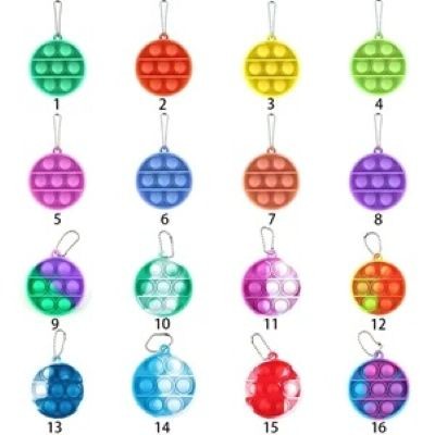 Picture of RAINBOW SILICON TOY ROUND PUSH POPPING BUBBLE KEYRING CHAIN