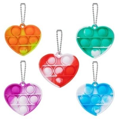 Picture of HEART PUSH BUBBLE POPS FIDGET KEYRING CHAIN