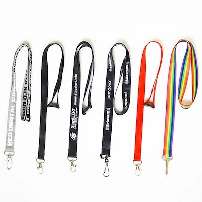 Picture of SUBLIMATED POLYESTER LANYARDS W & GOLD OVAL HOOK