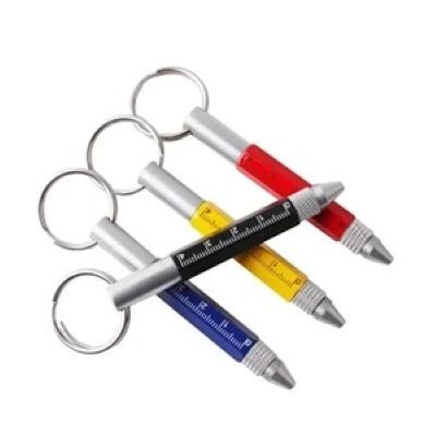 Picture of METAL ROUND MULTIFUNCTION BALL PEN KEYRING CHAIN with Custom Logo
