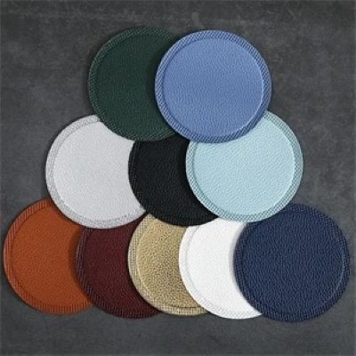 Picture of LEATHER ROUND 10CM COASTER – CAN PRINT LOGO.