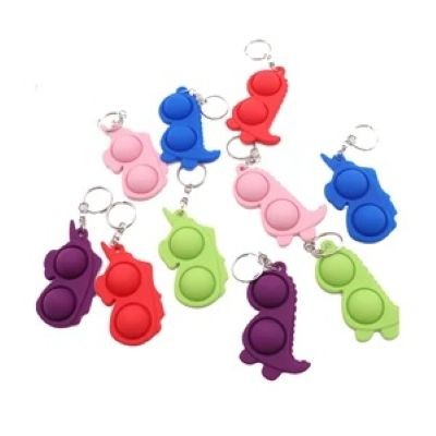 Picture of SILICON DINOSAUR PUSH POP FIDGET BUBBLE TOY KEYRING CHAIN