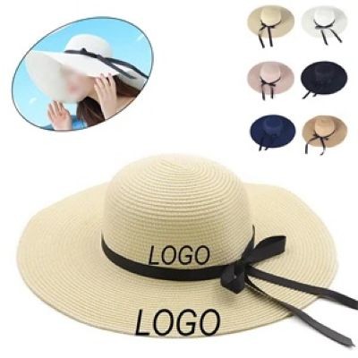 Picture of BOWKNOT WIDE BRIM STRAW HAT BEACH SUN CAP