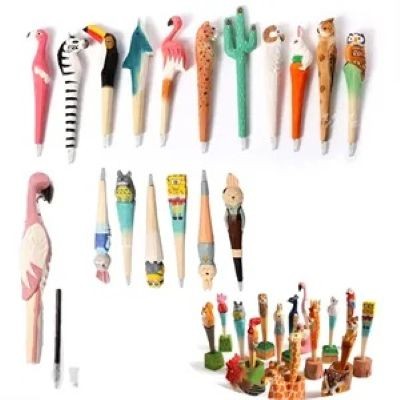 Picture of CUTE CARTOON WOOD CARVING NEUTRAL PEN