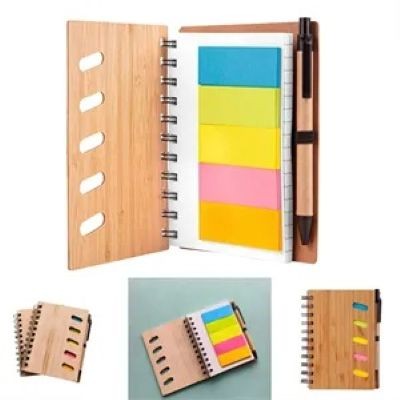 Picture of BAMBOO FRONT COVER NOTE BOOK with Sticky Note & Pen