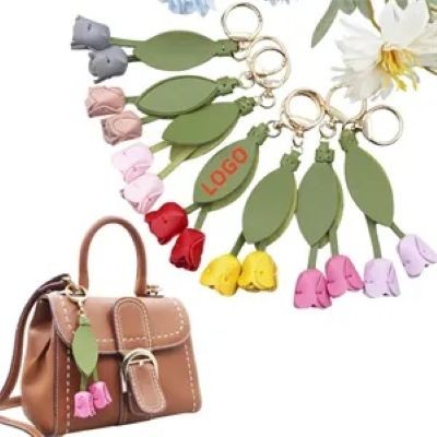 Picture of TULIP STYLE PU LEATHER KEYRING CHAIN BAG PENDANT