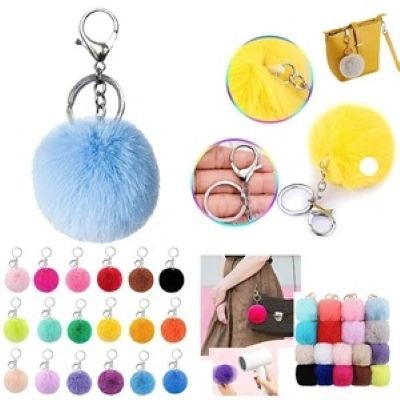 Picture of POM FUR BALL KEYRING CHAIN FLUFFY ACCESSORIES.