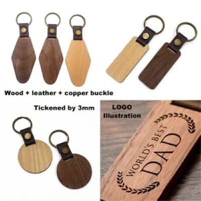 Picture of SEVEN TYPES HARDWOOD KEYCHAINS