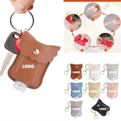 Picture of LEAKPROOF PLASTIC BOTTLE with Leather Keyring Chain Holder
