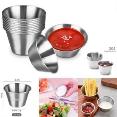 Picture of 2,5 OZ STAINLESS STEEL METAL DIPPING SAUCE CUP FOR RESTAURANT