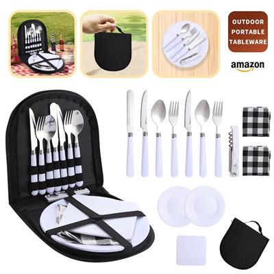 Picture of STAINLESS STEEL METAL TABLE WARE PICNIC SET STORAGE BAG