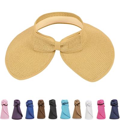 Picture of LADIES WIDE BRIM ROLL-UP STRAW SUN HAT BEACH VISOR