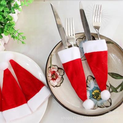 Picture of MINI FATHER CHRISTMAS SANTA HAT WINE BOTTLE TOPPER TABLE WARE HOLDER