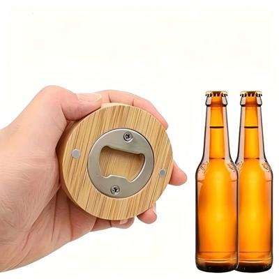 Picture of CREATIVE BAMBOO WOOD ROUND BEER BOTTLE OPENER
