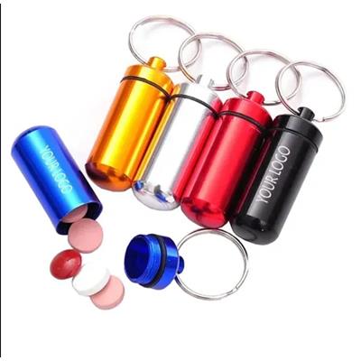 Picture of ALUMINUM MINI PILL BOTTLE with Keyring Chain