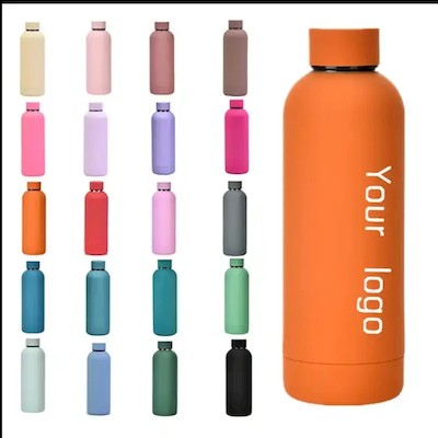 Picture of 17OZ STAINLESS STEEL METAL WATER BOTTLE SILICON PROTECTIVE SLEEVE.