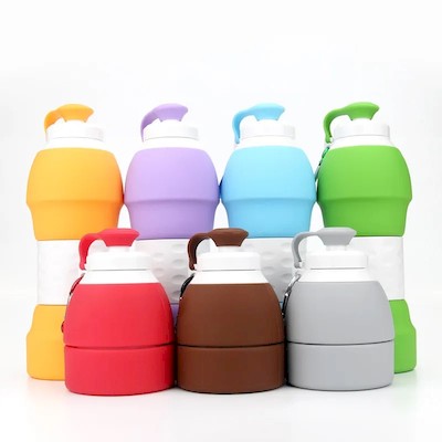 Picture of 20OZ FOOD GRADE SILICON FOLDING WATER BOTTLE.