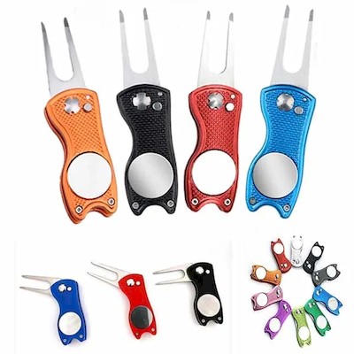 Picture of GOLF DIVOT REPAIR TOOL FOLDING STAINLESS STEEL METAL SWITCHBLADE.