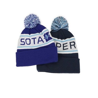 Picture of CUSTOM ACRYLIC KNIT BEANIE CAP with Cuff & Pompom