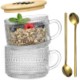 Picture of 14OZ EMBOSSED GLASS ICED COFFEE MUG SET CUP with Lids