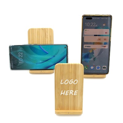 Picture of WOOD CORDLESS CHARGER PHONE STAND.