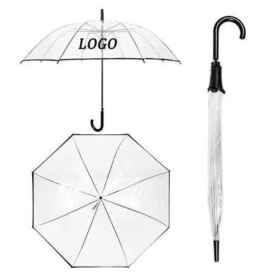 Picture of CLEAR TRANSPARENT 8-BONE DRY LONG HANDLE ADVERTISING UMBRELLA