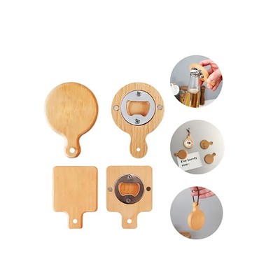 Picture of BEECH WOOD HANDLE BOTTLE OPENER with Magnet