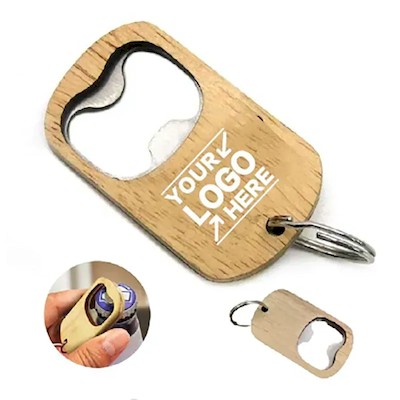 Picture of 2-IN-1 WOOD BOTTLE OPENER KEYRING CHAIN