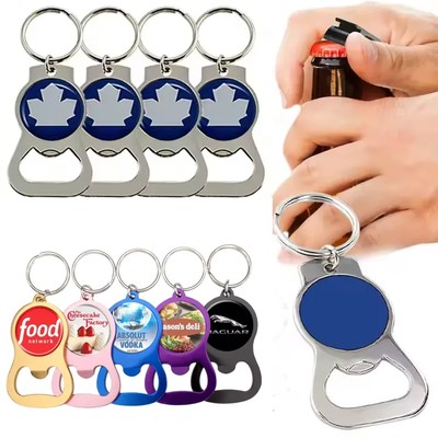 Picture of METAL ROUND BOTTLE OPENER KEYRING CHAIN