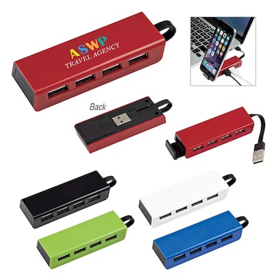 Picture of 4-PORT TRAVELER USB HUB with Phone Stand