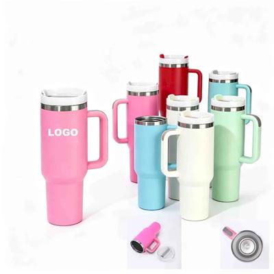 Picture of STAINLESS STEEL METAL TUMBLER with Handle & Straw