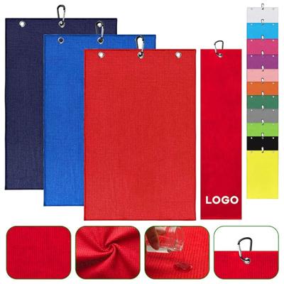 Picture of 400GSM MICROFIBRE WAFFLE WEAVE GOLF TOWEL W & CARABINER CLIP