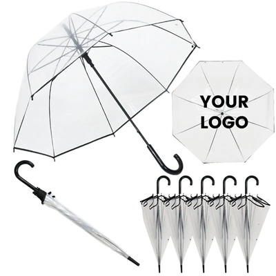 Picture of 8-RIB CLEAR TRANSPARENT LONG HANDLE UMBRELLA