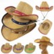 ADULTS STRAW COWBOY HATS image 2