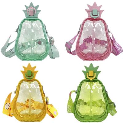 Picture of PORTABLE PINEAPPLE PLASTIC WATER BOTTLE with Straw & Strap