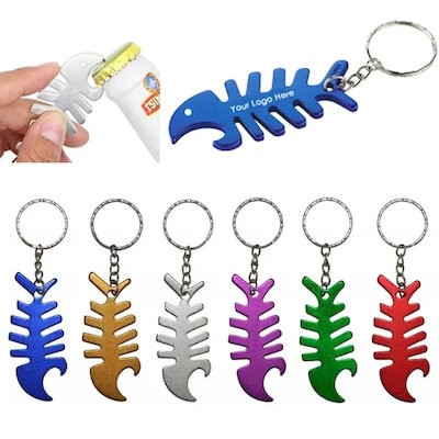 Picture of FISH BONE SHAPE METAL BOTTLE OPENER with Key Holder 