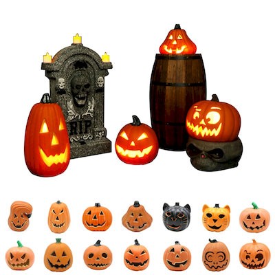 Picture of HALLOWEEN LED BATTERY ORANGE PUMPKIN LANTERN LIGHTS