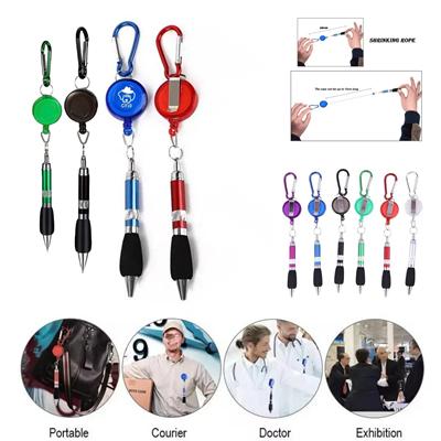 Picture of KEYRING CHAIN RETRACTABLE BADGE REEL BALL PEN PEN