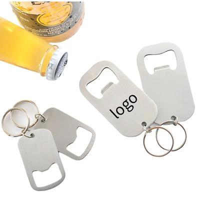 Picture of STAINLESS STEEL METAL FLAT BOTTLE OPENER KEYRING CHAIN